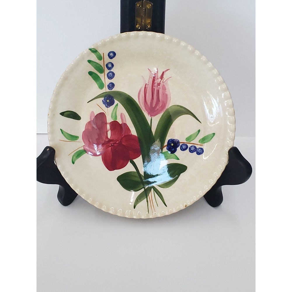Blue Ridge Southern Pottery Bluebell Bouquet Plate Candlewick Rim 6.25"